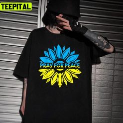 Ukraine Flag Mix Sunflower Pray For Peace Unisex T-Shirt
