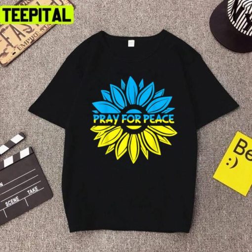 Ukraine Flag Mix Sunflower Pray For Peace Unisex T-Shirt