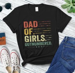 Vintage Dad Of Girls Outnumbered Happy Father’s Day Unisex T-Shirt