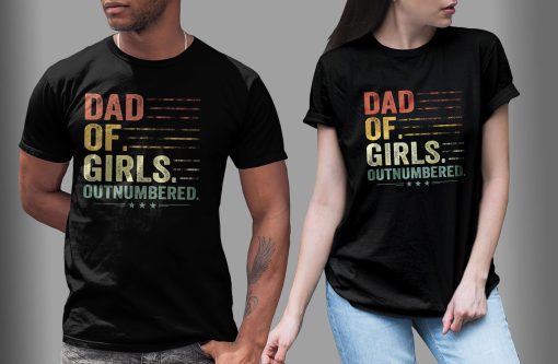 Vintage Dad Of Girls Outnumbered Happy Father’s Day Unisex T-Shirt