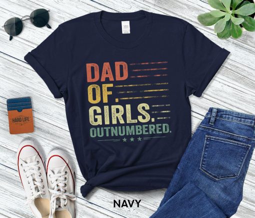 Vintage Dad Of Girls Outnumbered Happy Father’s Day Unisex T-Shirt