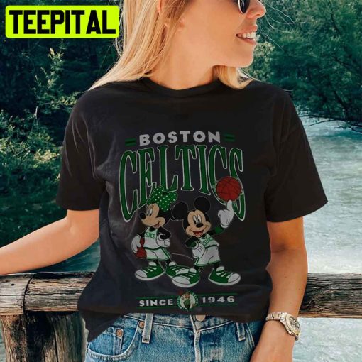 Vintage Minnie And Mickey Boston Celtics Basketball Unisex T-Shirt