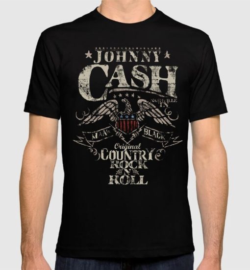 Vintage Style Johnny Cash Man In Black Unisex T-Shirt