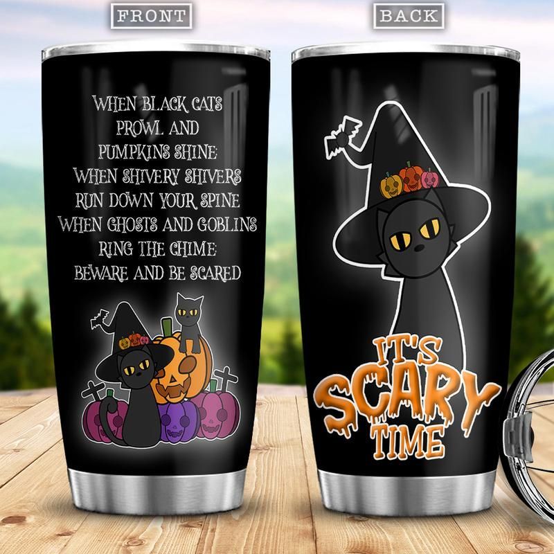 When Black Cats Prowl And Pumpkins Shine Stainless Steel Cup