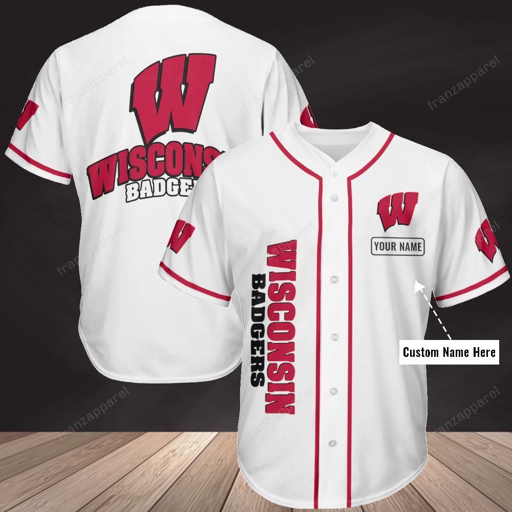 Wisconsin Badgers Personalized Baseball Jersey Shirt 342
