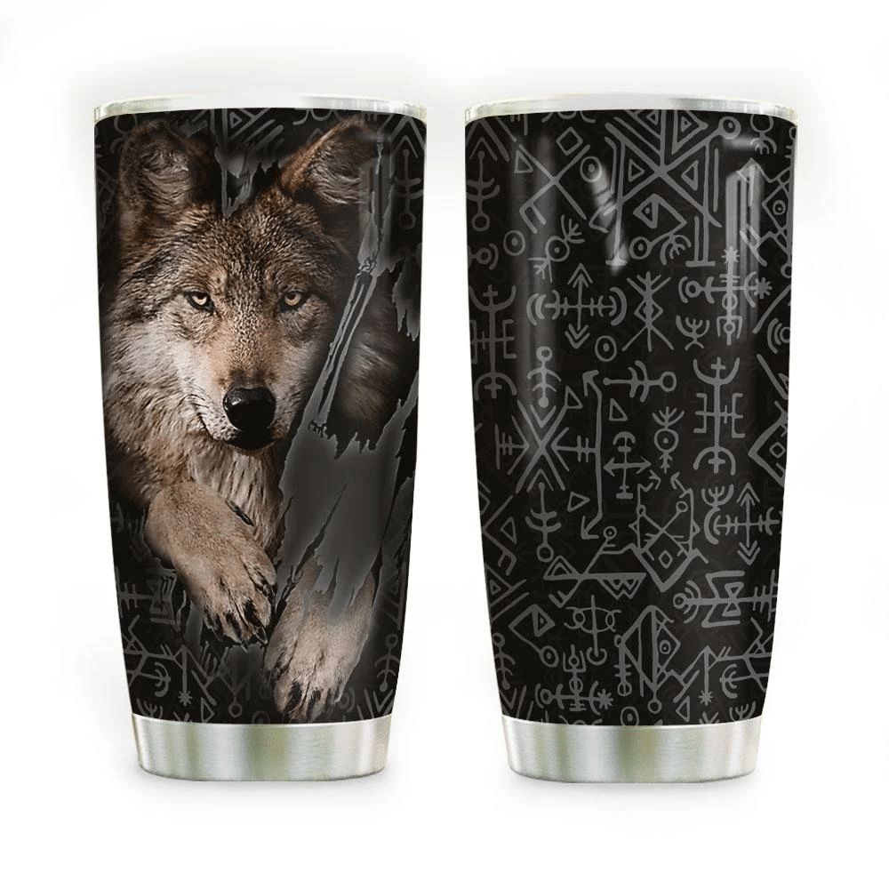 Wolf Viking Pattern Stainless Steel Cup