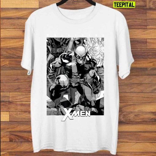 X-Men Wolve Black And White Comic Panel Unisex T-Shirt