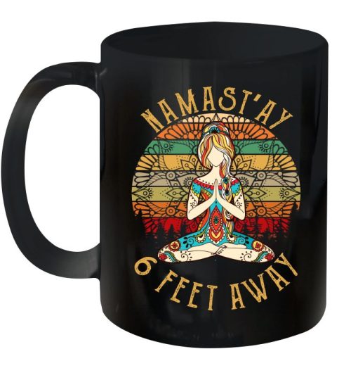 Yoga Namastay 6 Feet Away Vintage Premium Sublime Ceramic Coffee Mug Black (Copy)