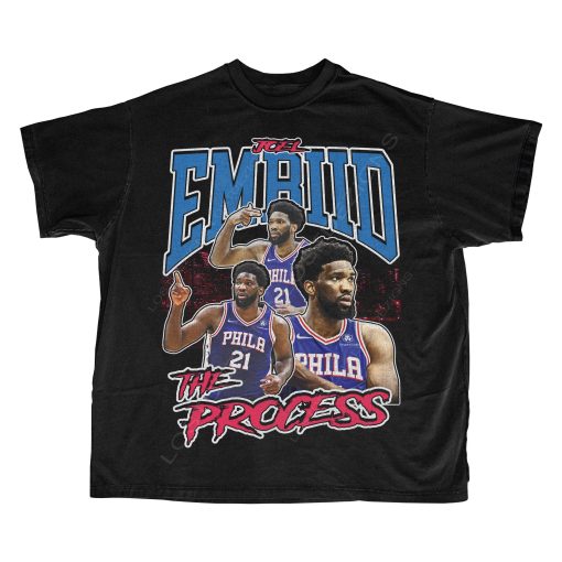 90s Vintage Joel Embiid The Process Philadelphia 76ers Basketball Unisex T-Shirt