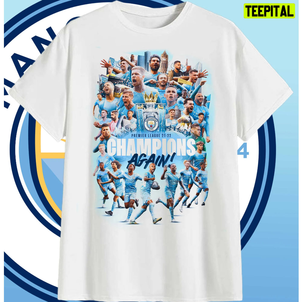 Manchester City Premier League Champions 2022 Signature Unisex T