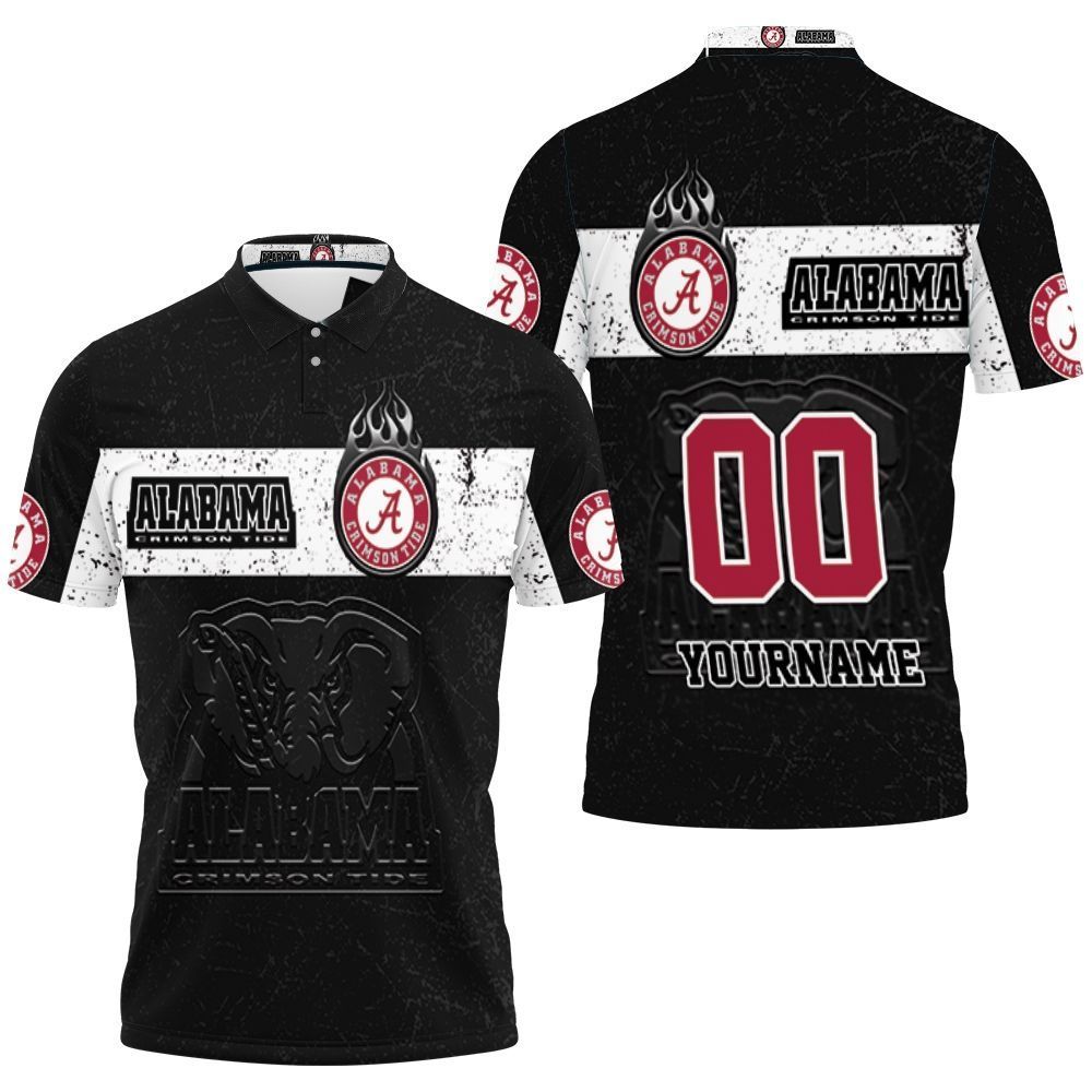 Alabama Crimson Tide Black And White Design For Fans Personalized Polo Shirt All Over Print Shirt 3d T-shirt