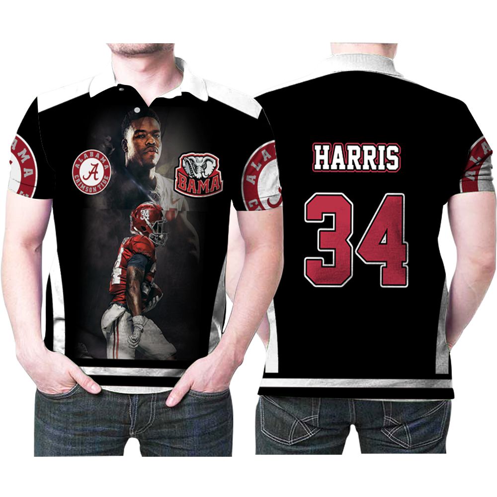 Alabama Crimson Tide Damien Harris 34 Great Player Football 3d Designed Allover Gift For Alabama Fans Polo Shirt All Over Print Shirt 3d T-shirt