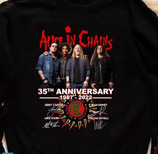 Alice In Chains Band Rock 35th Anniversary 1987-2022 Signed Unisex T-Shirt