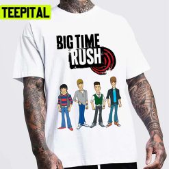 Animated Portrait Of Big Time Rush Btr Retro Rock Band Unisex T-Shirt