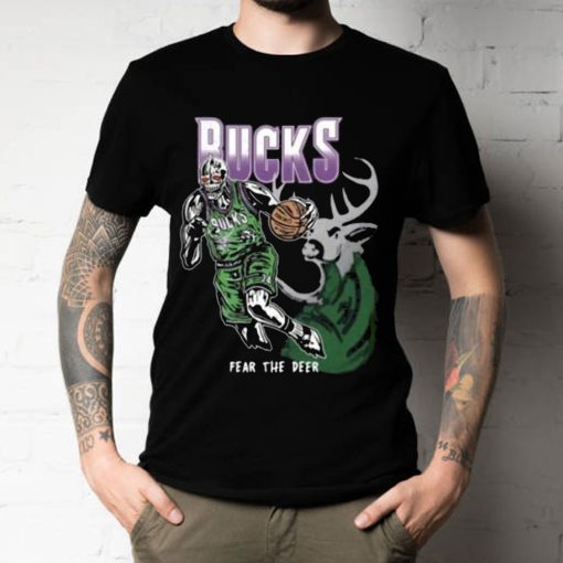 Art 80s Retro Vintage Milwaukee Bucks Basketball Unisex T-shirt