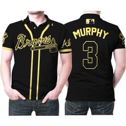 Atlanta Braves Dale Murphy #3 Great Player Mlb Black 3d Designed Allover Gift For Atlanta Fans Polo Shirt All Over Print Shirt 3d T-shirt