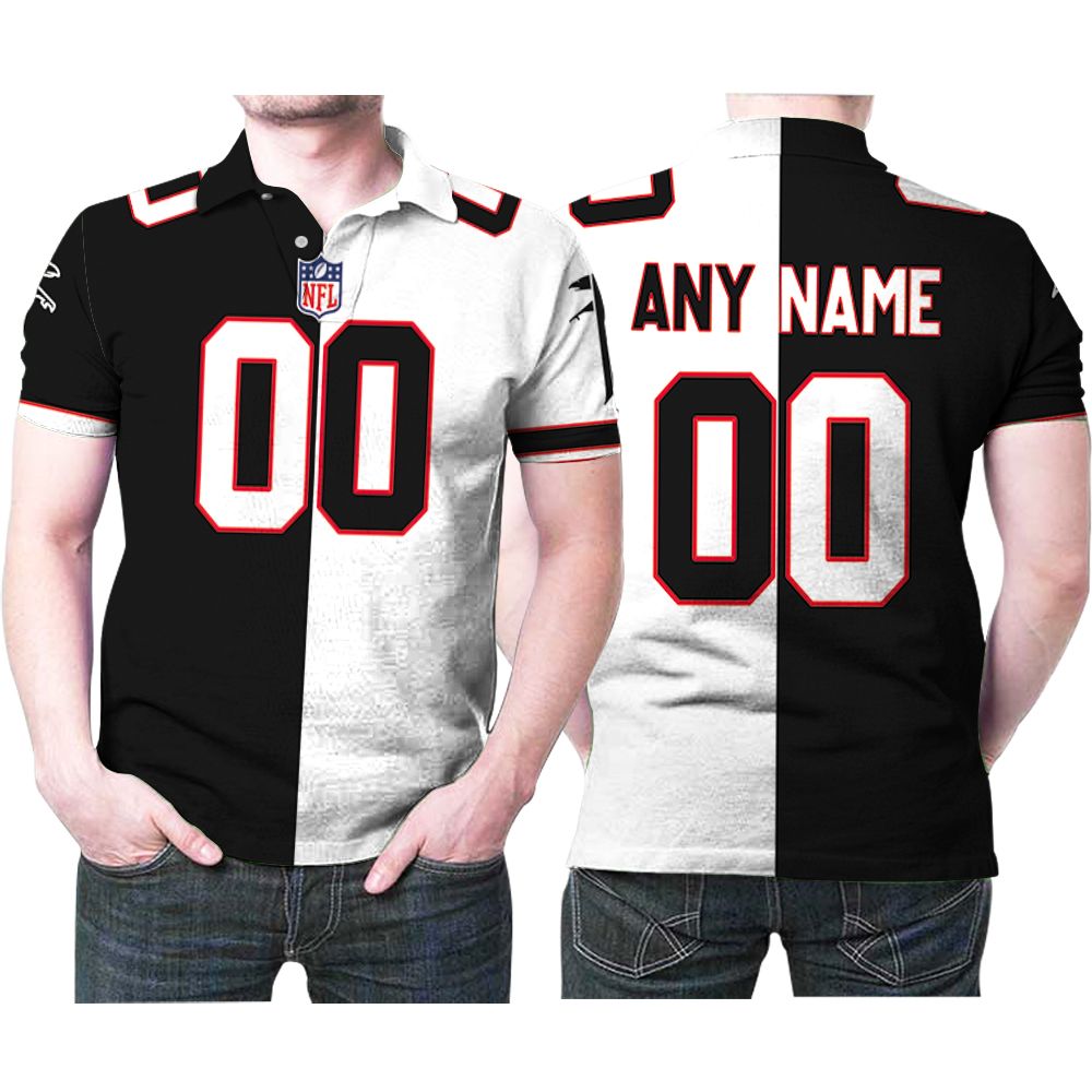 Atlanta Falcons Nfl Mitchell Ness Retired Player Split Black White 2019 3d Designed Allover Custom Gift For Atlanta Fans Polo Shirt