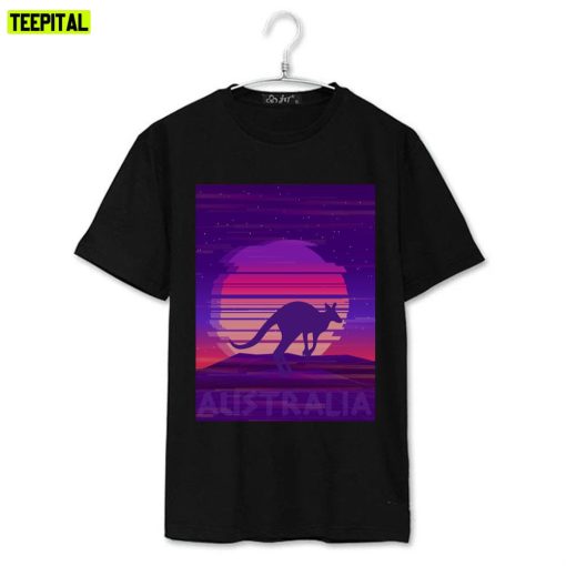 Australia Kangaroo 70s Retro Sunset Unisex T-Shirt