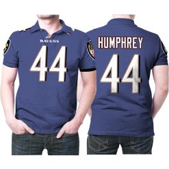 Baltimore Ravens Marlon Humphrey #44 Great Player Nfl Custom Game Purple 3d Designed Allover Gift For Baltimore Fans Polo Shirt