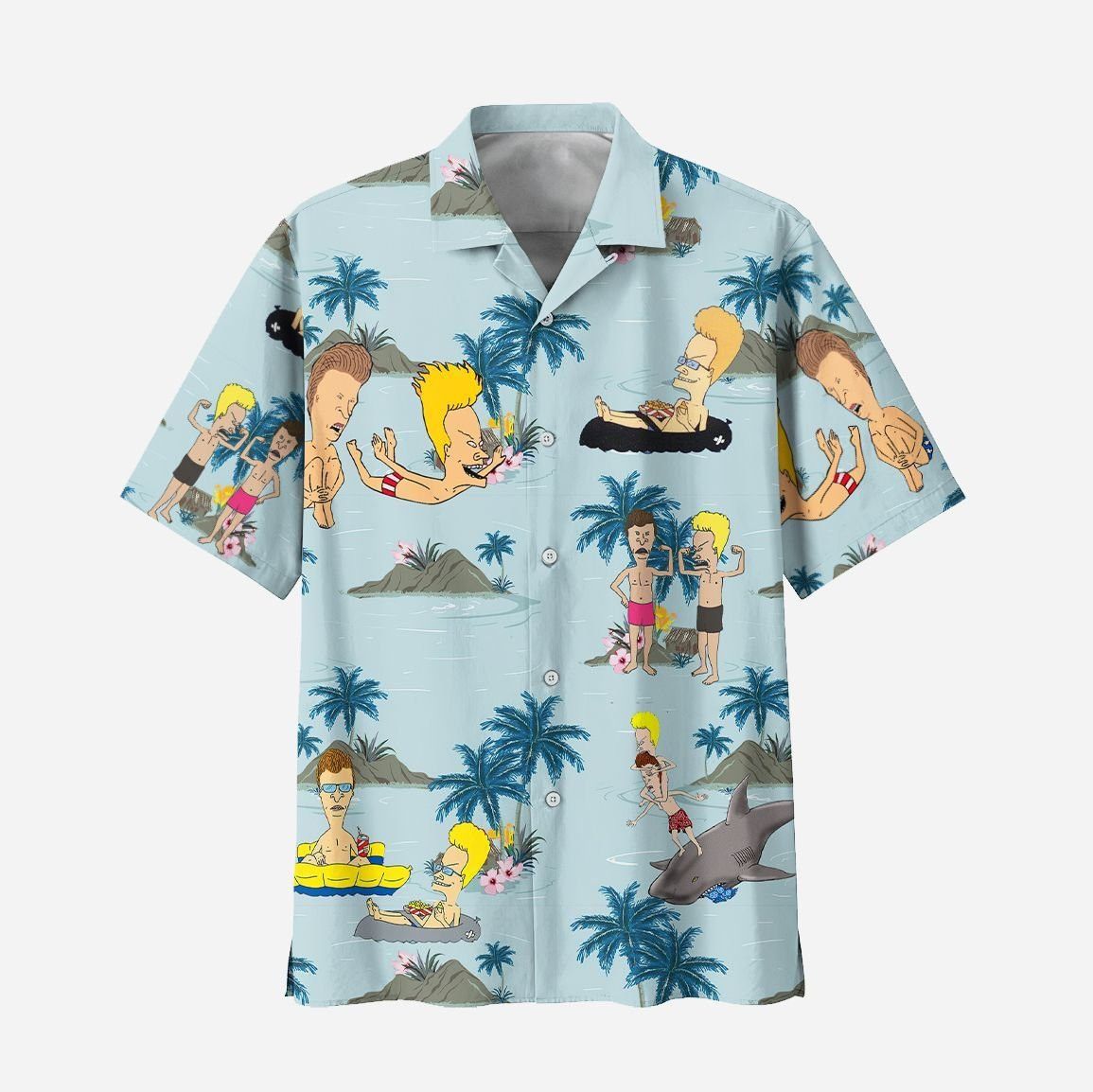Beavis and Butt-Head Blue Sea Summer Vibe Hawaiian Aloha Shirts HA33
