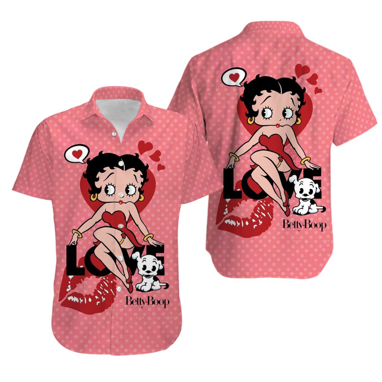 Betty Boop Hawaiian I Graphic Print Short Sleeve Hawaiian Casual Shirt