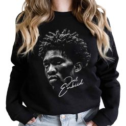 Black And White Style Joel Embiid Silhouette Philadelphia 76ers Basketball Unsiex Sweatshirt