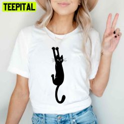 Black Cat Holding On Unisex T-Shirt