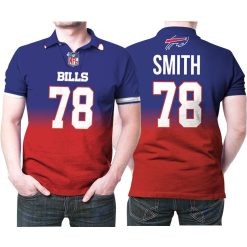 Buffalo Bills Bruce Smith #78 Great Player Nfl American Football Team Royal Color Crash 3d Designed Allover Gift For Bills Fans Polo Shirt