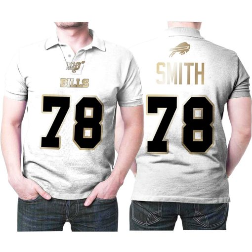 Buffalo Bills Bruce Smith #78 Nfl White 100th Season Golden Edition Jersey Style Gift For Bills Fans Polo Shirt All Over Print Shirt 3d T-shirt