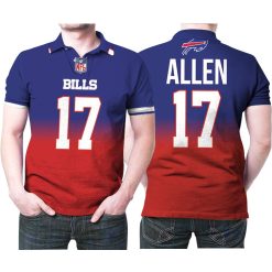 Buffalo Bills Josh Allen #17 Great Player Nfl American Football Team Royal Color Crash 3d Designed Allover Gift For Bills Fans Polo Shirt