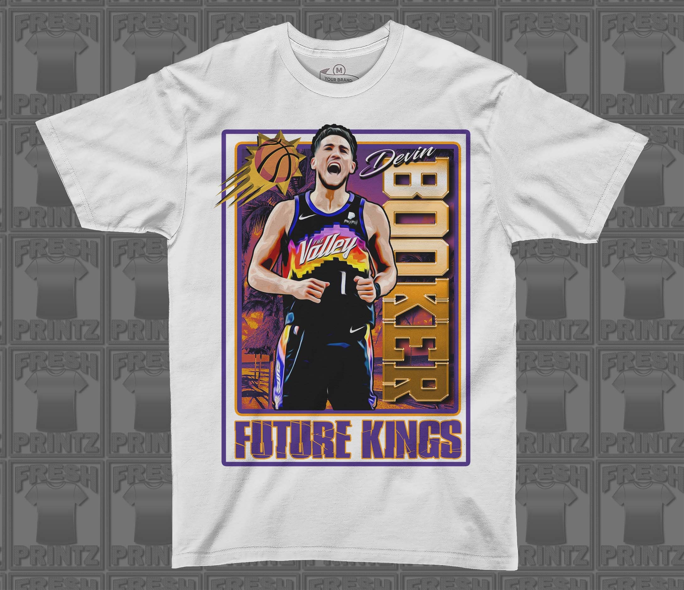 Cartoon Retro Devin Booker Future Kings Pheonix Suns Basketball