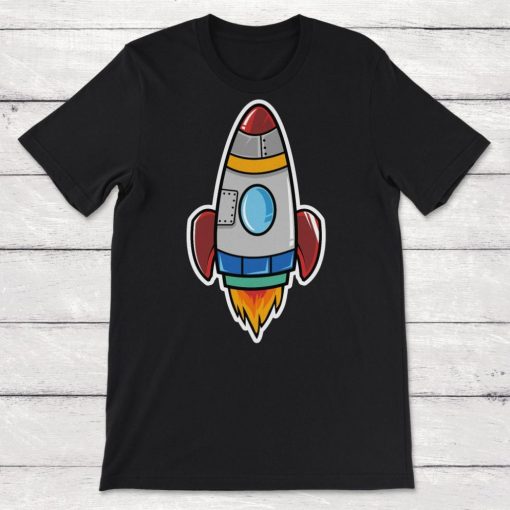 Cartoon Rocket Illustration Unisex T-Shirt