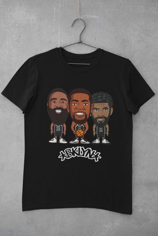 Cartoon Style Brooklyn Nets Big 3 Kevin Durant Kyrie Irving James Harden Unsiex T-Shirt