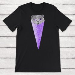 Cat Graphic Purple Cat Ice Cream Cone Cat Clipart Unisex T-Shirt