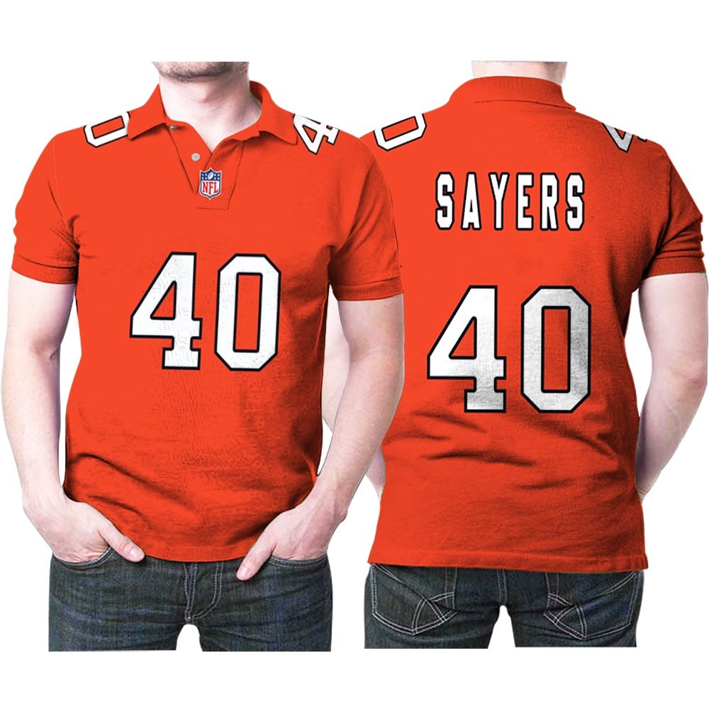 Art Chicago Bears Gale Sayers Number 40 Great Player NFL American Football  Team Custom Game White Polo Shirt