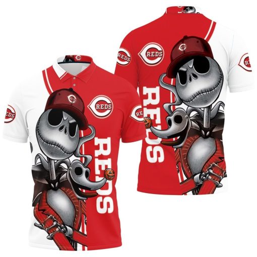 Cincinnati Reds Jack Skellington And Zero Polo Shirt All Over Print Shirt 3d T-shirt