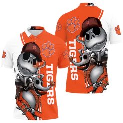 Clemson Tigers Jack Skellington And Zero Polo Shirt All Over Print Shirt 3d T-shirt