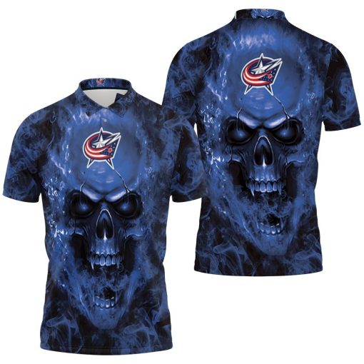 Columbus Blue Jackets Nhl Fans Skull Polo Shirt All Over Print Shirt 3d T-shirt