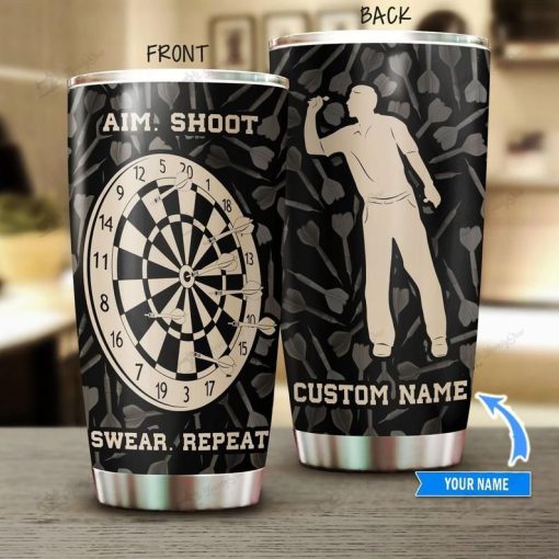 Custom Name Aim Shoot Swear Repeat Gift For Lover Day Travel Tumbler