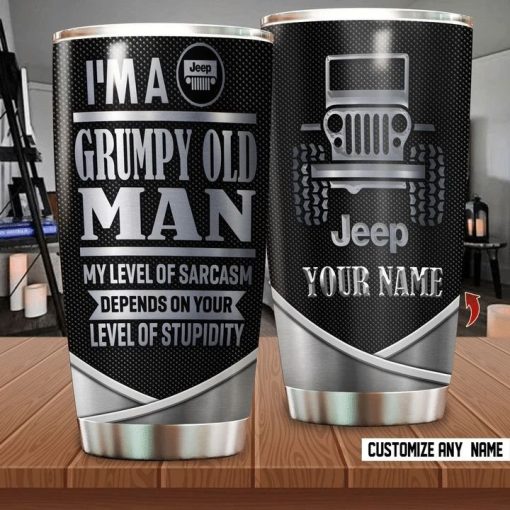 Custom Name Grumpy Old Man Love Car Gift For Lover Day Travel Tumbler