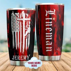 Custom Name Lineman Gift For Lover Day Travel Tumbler All Over Print