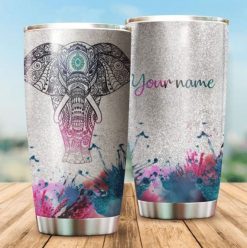 Custom Name Mandala Elephant Gift For Lover Day Travel Tumbler