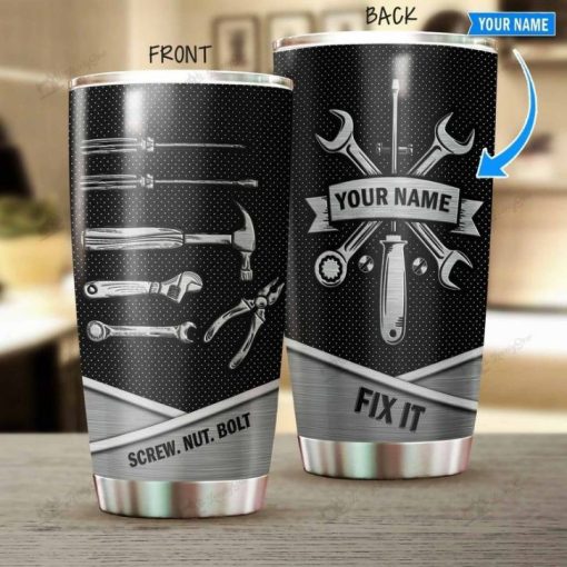 Custom Name Mechanic Tool Fix It Gift For Lover Day Travel Tumbler