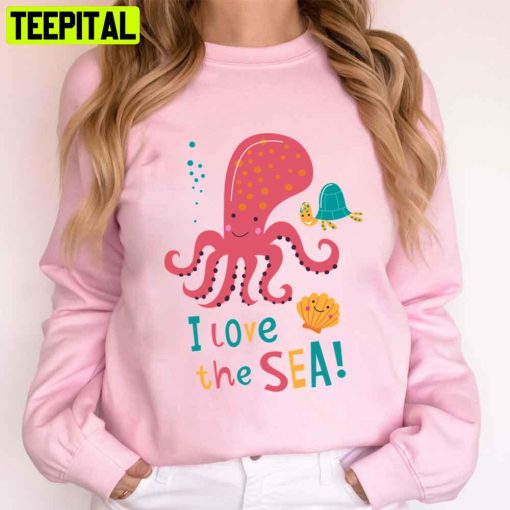 Cute Cartoon I Love The Sea Unisex T-Shirt