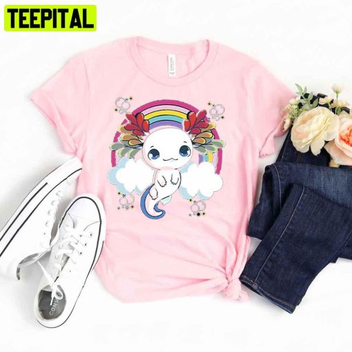 Cute Rainbow Cloud Of Axolotl Unisex T-Shirt