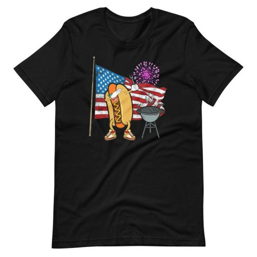 Dabbing Hot Dog Grilling Fourth of July For Hot Dog Lover Short Sleeve Unisex T-Shirt