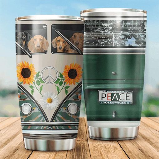 Dachshund Hippie Car Gift For Lover Travel Tumbler All Over Print