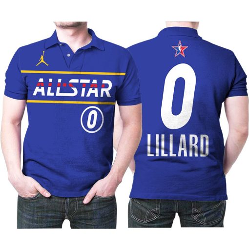 Damian Lillard #0 Nba Basketball Wizards 2021 All Star Eastern Conference Blue Jersey Style Gift For Damian Lillard Fans Polo Shirt