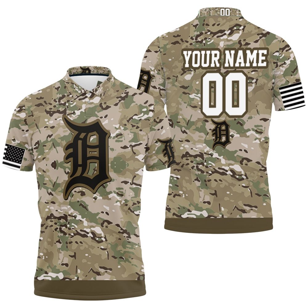 Detroit Tigers Camouflage Veteran 3d Personalized Polo Shirt All