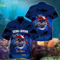 Diving Shirt – Pirate Skull Scuba Diver Custom Hawaiian Shirt HA33